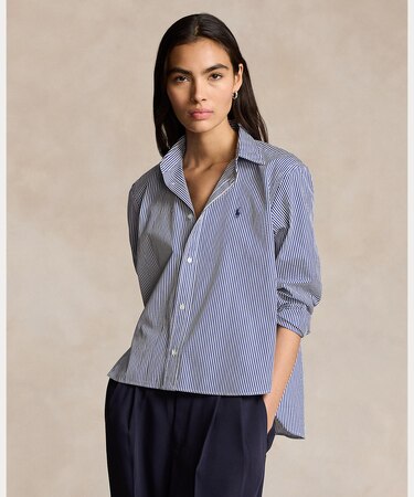 ストライプド コットン シャツ