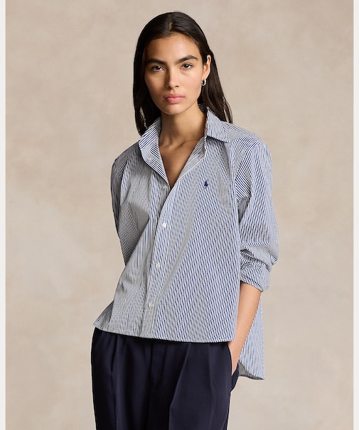 ストライプド コットン シャツ