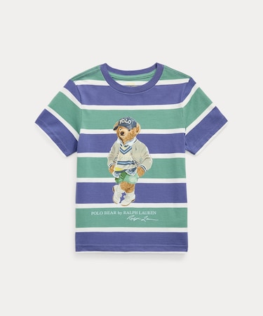 (ボーイズ 2才～7才)Polo ベア ストライプド コットン ジャージー Tシャツ