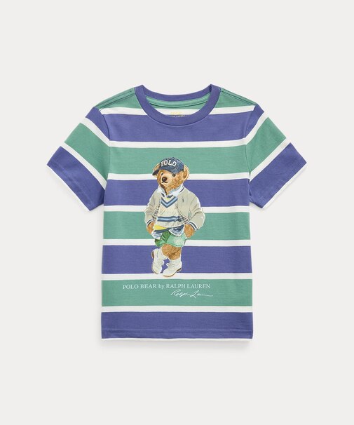 (ボーイズ 2才～7才)Polo ベア ストライプド コットン ジャージー Tシャツ