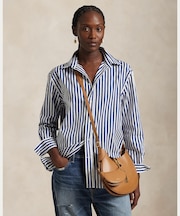 オーバーサイズ フィット ストライプド コットン シャツ