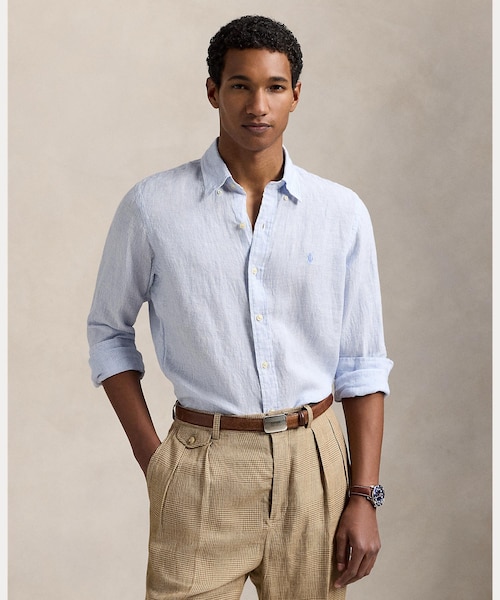 Mii新同PoloRalphLaurenクラシックストライプドリネンシャツ POLO RALPH LAUREN（メンズ） クラシック フィット ストライプド