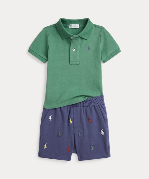 (ベビー)メッシュ ポロシャツ & ショートパンツ セット