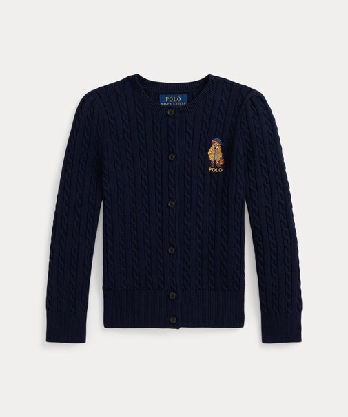 (ガールズ 2才～6才)Polo ベア ミニケーブル コットン カーディガン