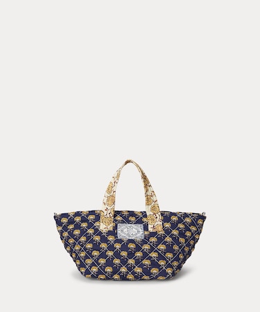 キルテッド フローラル コットン スモール トート