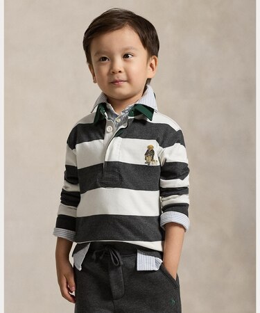(ボーイズ 2才～7才)Polo ベア コットン ラグビー シャツ