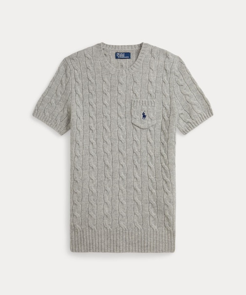 ケーブル ウールカシミヤ ショートスリーブ セーター