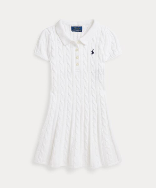 ケーブルニット コットン Polo セーター ドレス ガールズL ケーブルニット コットン Polo セーター ドレス | POLO