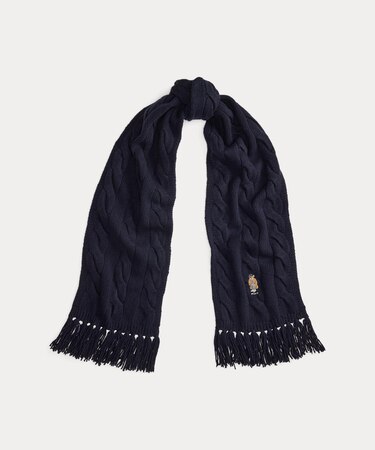 Polo ベア ケーブルニット ウールブレンド マフラー