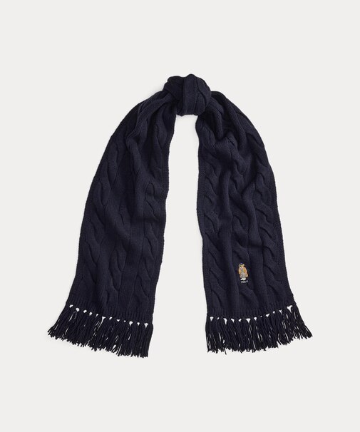 Polo ベア ケーブルニット ウールブレンド マフラー
