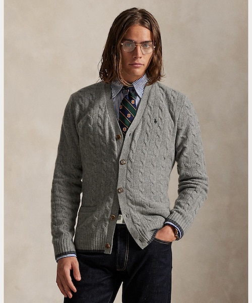 ケーブルニット ウールカシミヤ カーディガン｜ポロ ラルフ