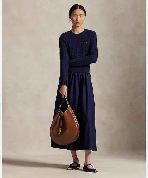 ハイブリッド ケーブル セーター ドレス