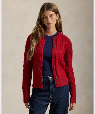 ケーブルニット ウールカシミヤ カーディガン