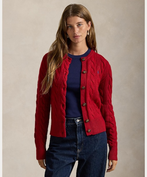 ケーブルニット ウールカシミヤ カーディガン