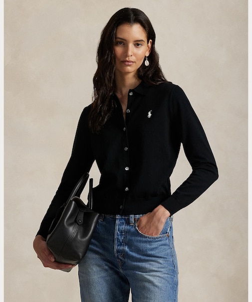 ポロカラー ボタンド カーディガン