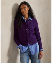 ケーブルニット ウールカシミヤ カーディガン