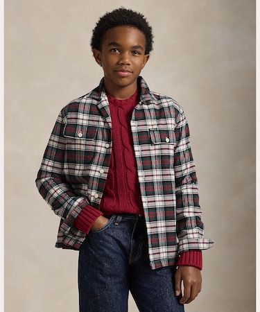 (ボーイズ 8才～20才)チェック コットン オックスフォード ワークシャツ