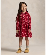 (ガールズ 2才～6才)フローラル コットン コーデュロイ シャツドレス