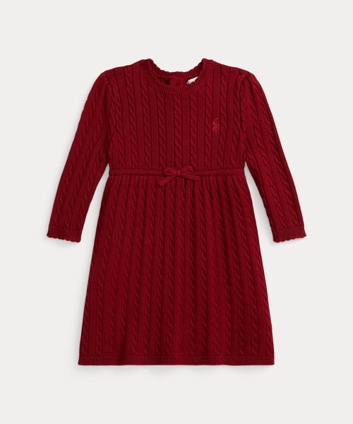 ガールズ 7才～16才)ケーブルニット コットン Polo セーター ドレス