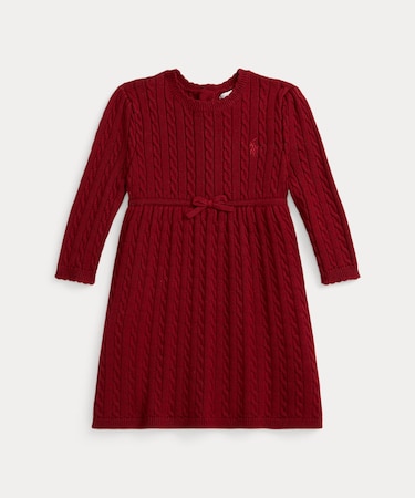 (ベビー)ケーブル コットン セーター ドレス