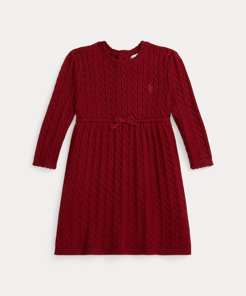 (ベビー)ケーブル コットン セーター ドレス