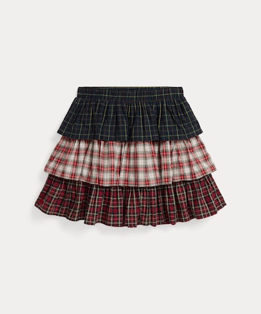 (ガールズ 7才～16才)チェック ティアード ポプリン スカート