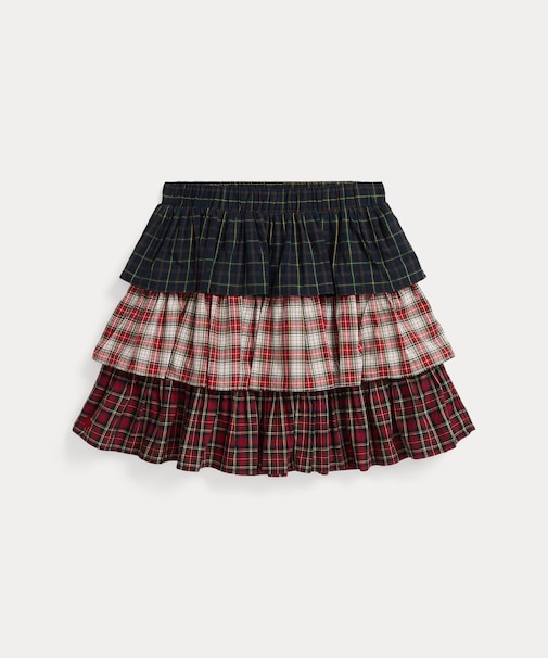 (ガールズ 7才～16才)チェック ティアード ポプリン スカート
