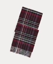 チェック フリンジ ウール マフラー