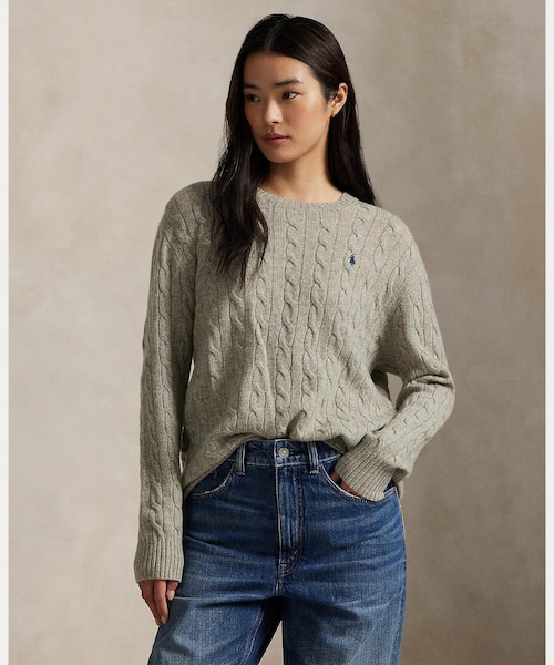 ケーブル ウールカシミヤ クルーネック セーター｜ポロ ラルフ