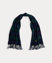 チェック フリンジトリム ウール マフラー