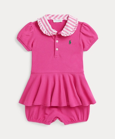 (ベビー)コントラストカラー メッシュ バブル ショートオール