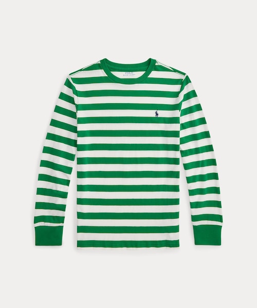 POLO ロンティー ボーイズ 8才～20才)ストライプド コットン ロングスリーブ Tシャツ