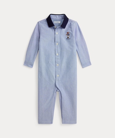 (ベビー)Polo ベア コットン オックスフォード カバーオール