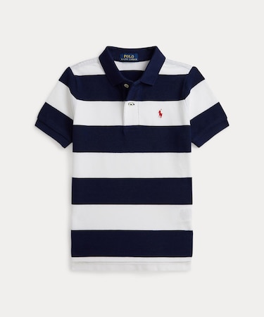 (ボーイズ 2才～7才)ストライプド コットン メッシュ ポロシャツ