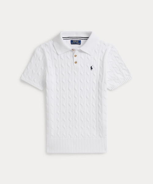 ボーイズ 8才～20才)ケーブルニット コットン ポロカラー セーター