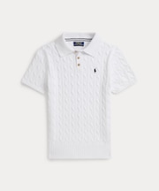 (ボーイズ 8才～20才)ケーブルニット コットン ポロカラー セーター