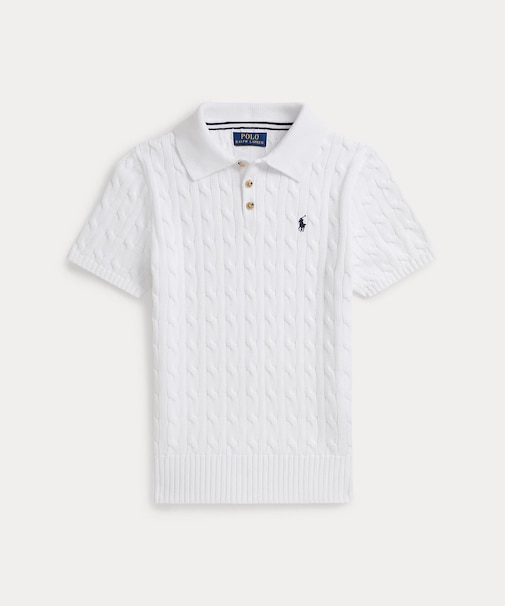 (ボーイズ 8才～20才)ケーブルニット コットン ポロカラー セーター