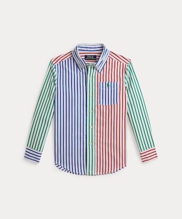 (ボーイズ 2才～7才)ストライプド コットン ポプリン ファン シャツ