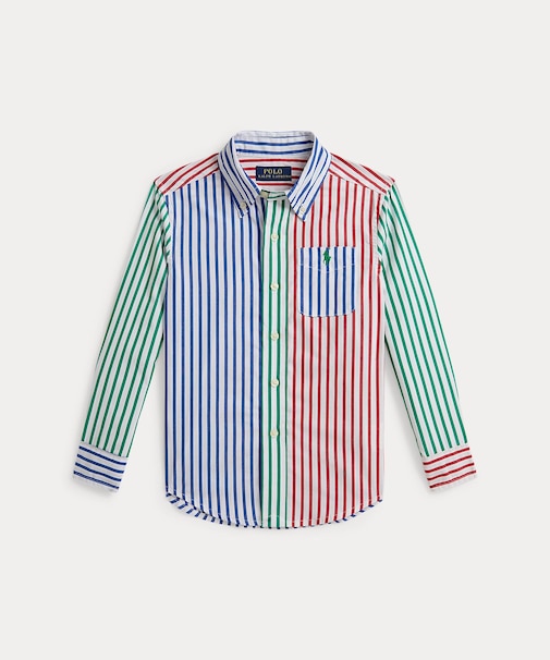 (ボーイズ 2才～7才)ストライプド コットン ポプリン ファン シャツ