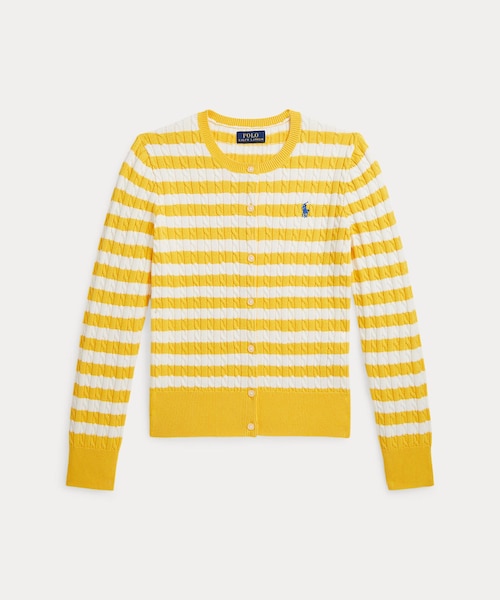 ガールズ 7才～16才)ストライプド ミニケーブル コットン カーディガン