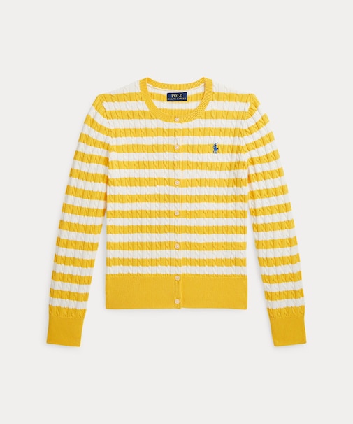 (ガールズ 7才～16才)ストライプド ミニケーブル コットン カーディガン