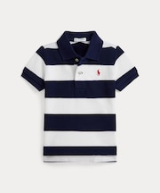(ベビー)ストライプド コットン メッシュ ポロシャツ