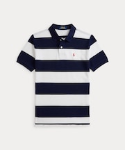 (ボーイズ 8才～20才)ストライプド コットン メッシュ ポロシャツ