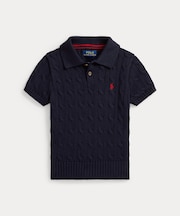 (ボーイズ 2才～7才)ケーブルニット コットン ポロカラー セーター