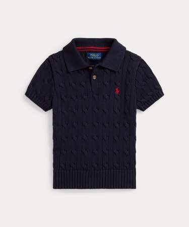 (ボーイズ 2才～7才)ケーブルニット コットン ポロカラー セーター