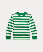 (ボーイズ 2才～7才)ストライプド コットン ロングスリーブ Tシャツ