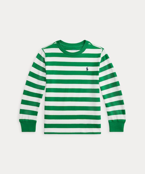 (ボーイズ 2才～7才)ストライプド コットン ロングスリーブ Tシャツ