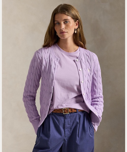 （新品）ポロラルフローレン ケーブルニット コットン クルーネック カーディガン ケーブルニット コットン クルーネック カーディガン｜ポロ ラルフ