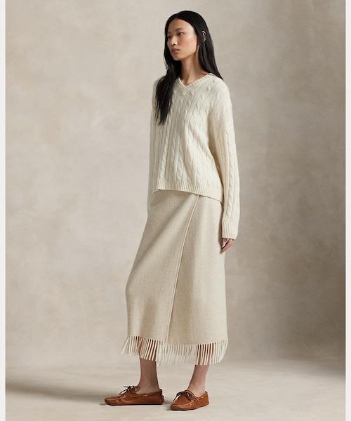 フリンジ ヘリンボーン ラップ スカート｜ポロ ラルフ ローレンの通販