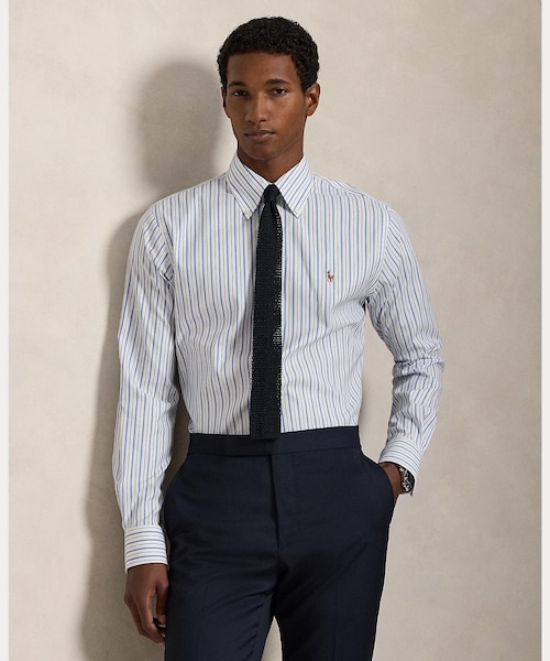 カスタム フィット ストライプド ピンポイント オックスフォード